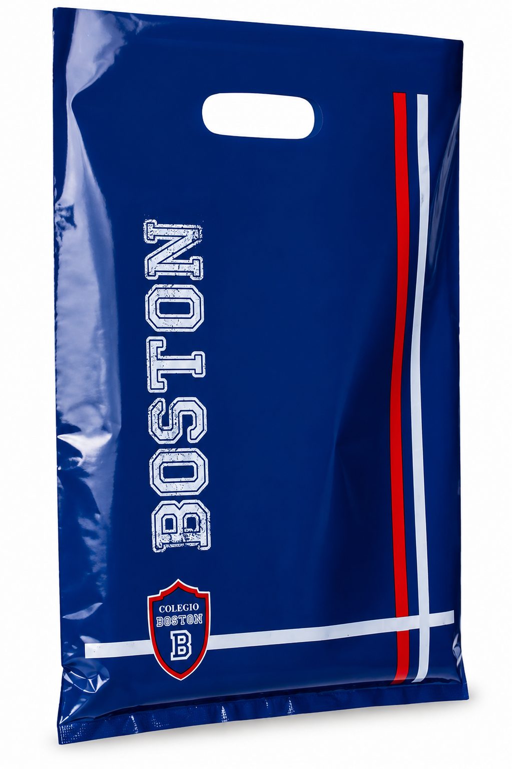Bolsa de plástico azul impresa